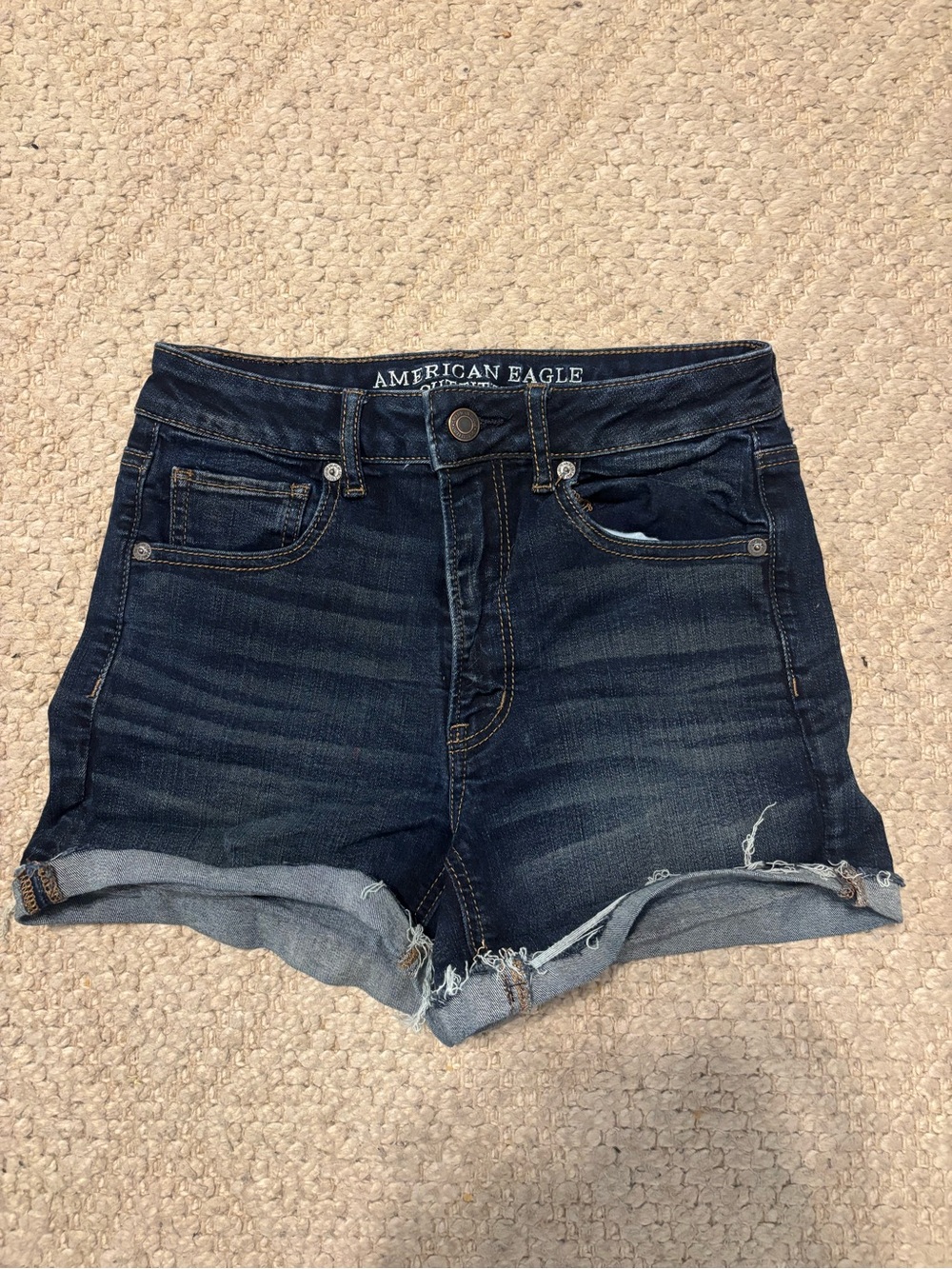 American Eagle Outfitters Dark Indigo Rolled Cuff Denim Shorts